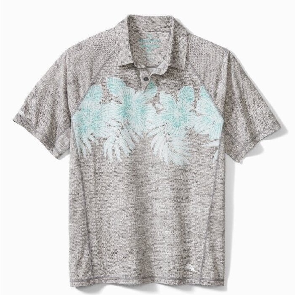 Tommy Bahama Across The Fronds Island Zone Polo in Fog Grey Size S